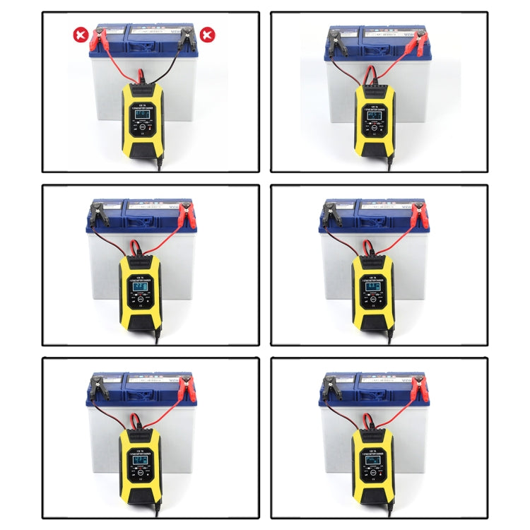 FOXSUR Car / Motorcycle Repair Charger 12V 7A 7-stage + Multi-battery Mode Lead-acid Battery Charger, Plug Type:UK Plug(Yellow) - In Car by FOXSUR | Online Shopping UK | buy2fix