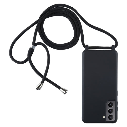 For Samsung Galaxy S21 5G Candy Colors TPU Protective Case with Lanyard(Black) - Samsung Accessories by buy2fix | Online Shopping UK | buy2fix