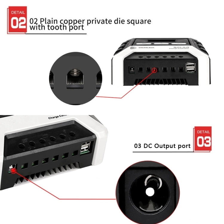 MPPT Solar Controller 12V / 24V / 48V Automatic Identification Charging Controller with Dual USB Output, Model:60A - Consumer Electronics by buy2fix | Online Shopping UK | buy2fix