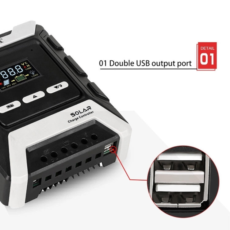 MPPT Solar Controller 12V / 24V / 48V Automatic Identification Charging Controller with Dual USB Output, Model:80A - Others by buy2fix | Online Shopping UK | buy2fix