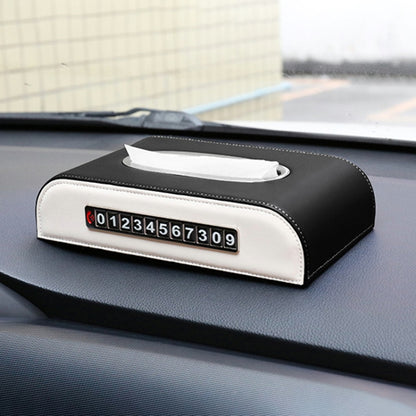 Universal Car Tissue Box with Temporary Parking Phone Number Card(Black) - In Car by buy2fix | Online Shopping UK | buy2fix