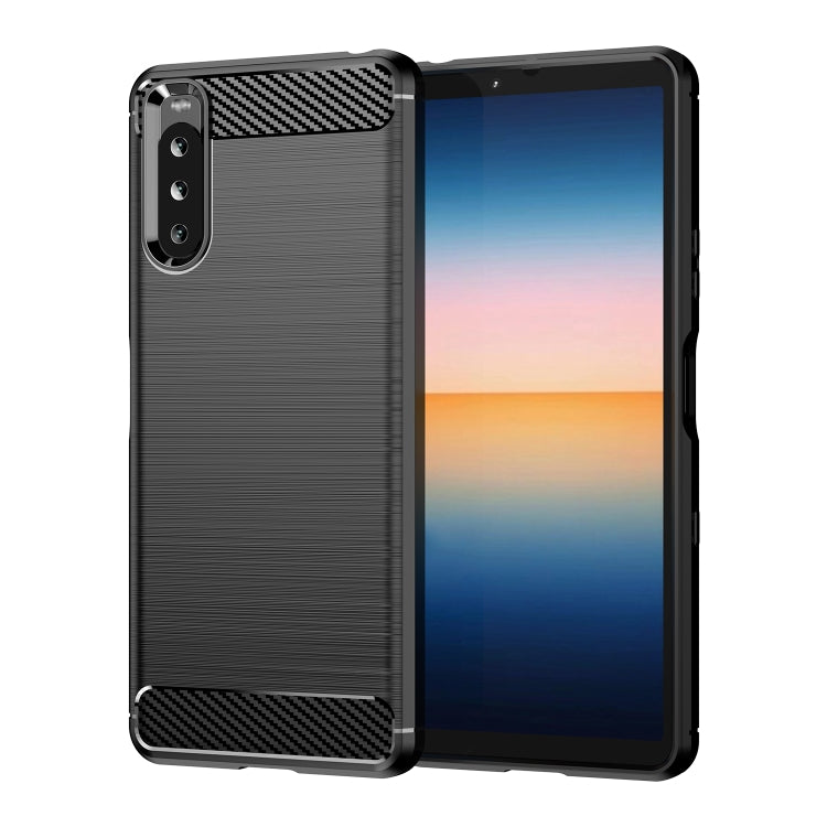For Sony Xperia 10 III Brushed Texture Carbon Fiber TPU Case(Black) - Mobile Accessories by buy2fix | Online Shopping UK | buy2fix