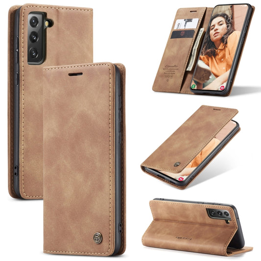 For Samsung Galaxy S21 FE CaseMe 013 Multifunctional Horizontal Flip Leather Case, with Card Slot & Holder & Wallet(Brown) - Samsung Accessories by CaseMe | Online Shopping UK | buy2fix