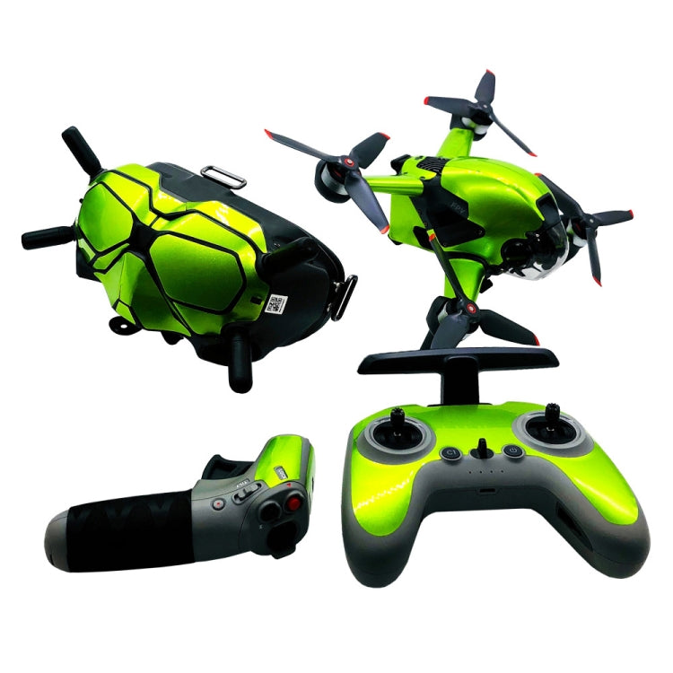 FPV-TZ-SF 4 in 1 Waterproof Anti-Scratch Decal Skin Wrap Stickers Personalized Film Kits for DJI FPV Drone & Goggles V2 & Remote Control & Rocker(Fluorescent Green) - DJI & GoPro Accessories by buy2fix | Online Shopping UK | buy2fix