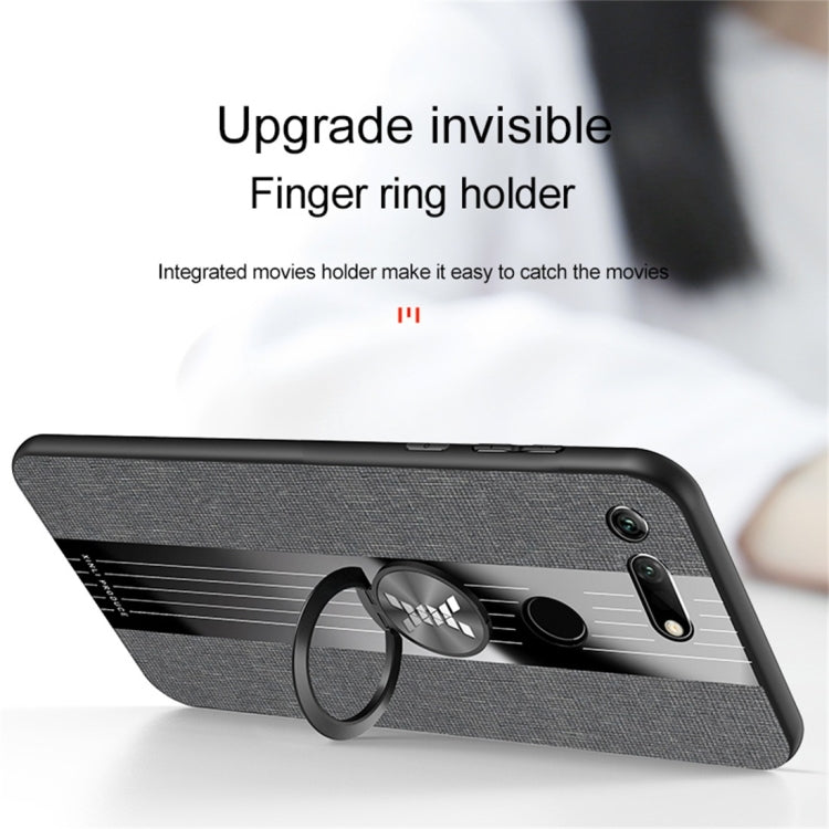 For Huawei Honor View 20 XINLI Stitching Cloth Textue Shockproof TPU Protective Case with Ring Holder(Grey) - Honor Cases by XINLI | Online Shopping UK | buy2fix