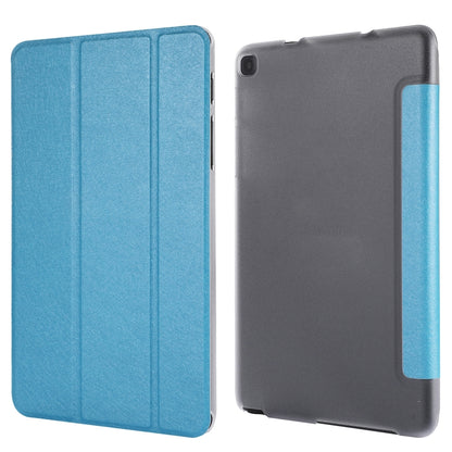 Silk Texture Three-fold Horizontal Flip Leather Case with Holder For Samsung Galaxy Tab A7 Lite 8.7 T220 / T225(Sky Blue) - Samsung Accessories by buy2fix | Online Shopping UK | buy2fix