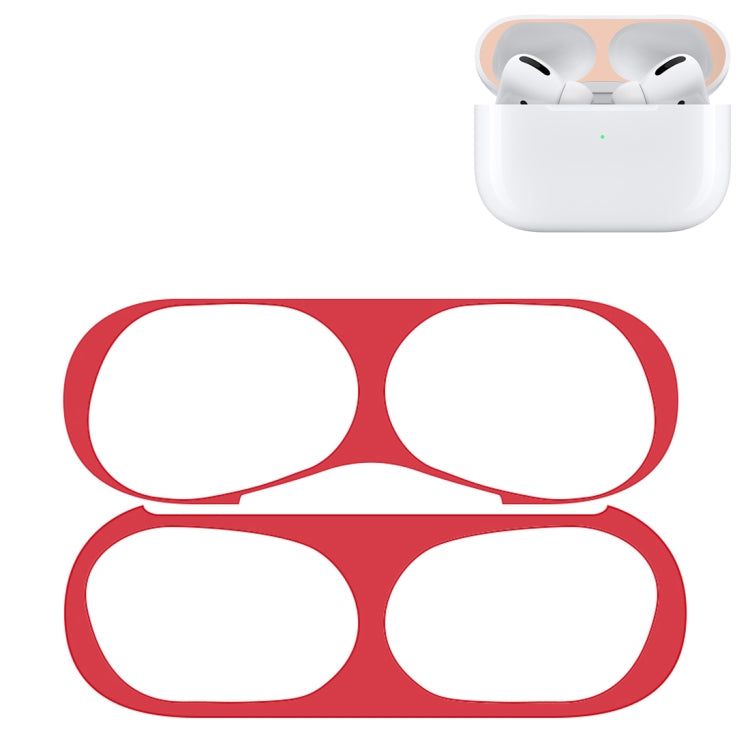 For Apple AirPods Pro Wireless Earphone Protective Case Metal Protective Sticker(Red) - Protective Sticker by buy2fix | Online Shopping UK | buy2fix