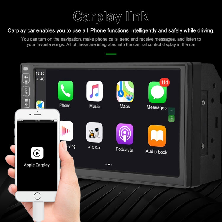 A2891 7 inch Car HD MP5 Carplay Bluetooth Music Player Reversing Image All-in-one Machine Support FM / U Disk with Remote Controler, Style:Standard + 4LEDs Light Camera - In Car by buy2fix | Online Shopping UK | buy2fix