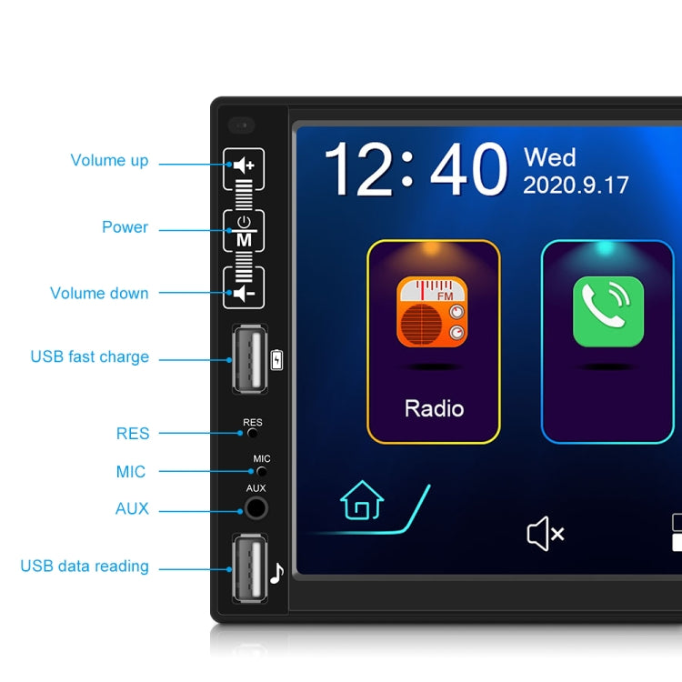 A2891 7 inch Car HD MP5 Carplay Bluetooth Music Player Reversing Image All-in-one Machine Support FM / U Disk with Remote Controler, Style:Standard + 4LEDs Light Camera - In Car by buy2fix | Online Shopping UK | buy2fix