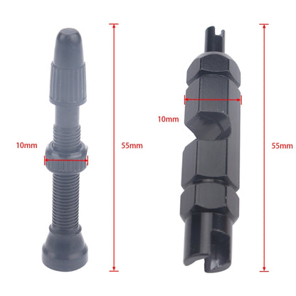 A5701 2 PCS 40mm Black French Tubeless Valve Core with Black Disassembly Tool for Road Bike - Outdoor & Sports by buy2fix | Online Shopping UK | buy2fix