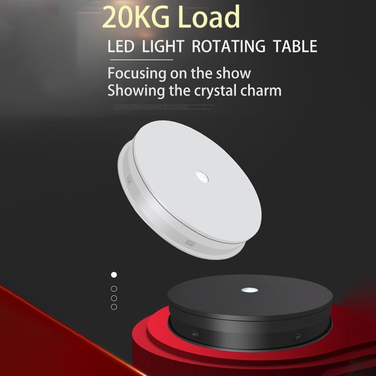 20cm Electric Rotating Turntable Display Stand LED Light Video Shooting Props Turntable, Power Plug:220V UK Plug(White) - Camera Accessories by buy2fix | Online Shopping UK | buy2fix