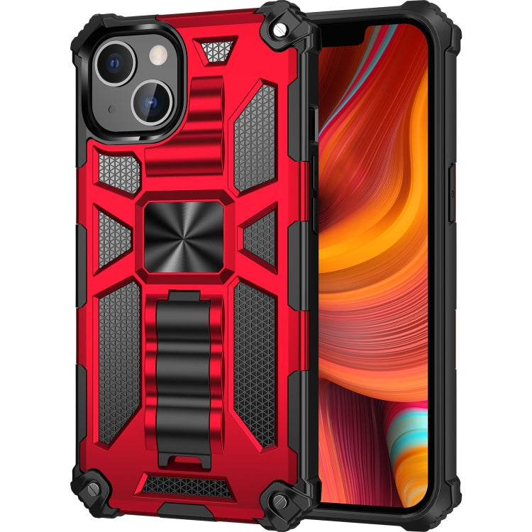 For iPhone 13 Armor Shockproof TPU + PC Magnetic Protective Case with Holder(Red) - iPhone 13 Cases by buy2fix | Online Shopping UK | buy2fix