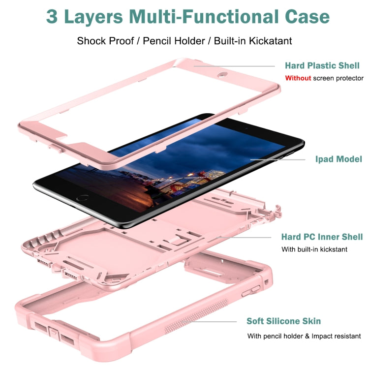 Silicone + PC Shockproof Protective Case with Holder For iPad mini (2019) / mini 4(Rose Gold) - iPad mini (2019) / mini 5 Cases by buy2fix | Online Shopping UK | buy2fix