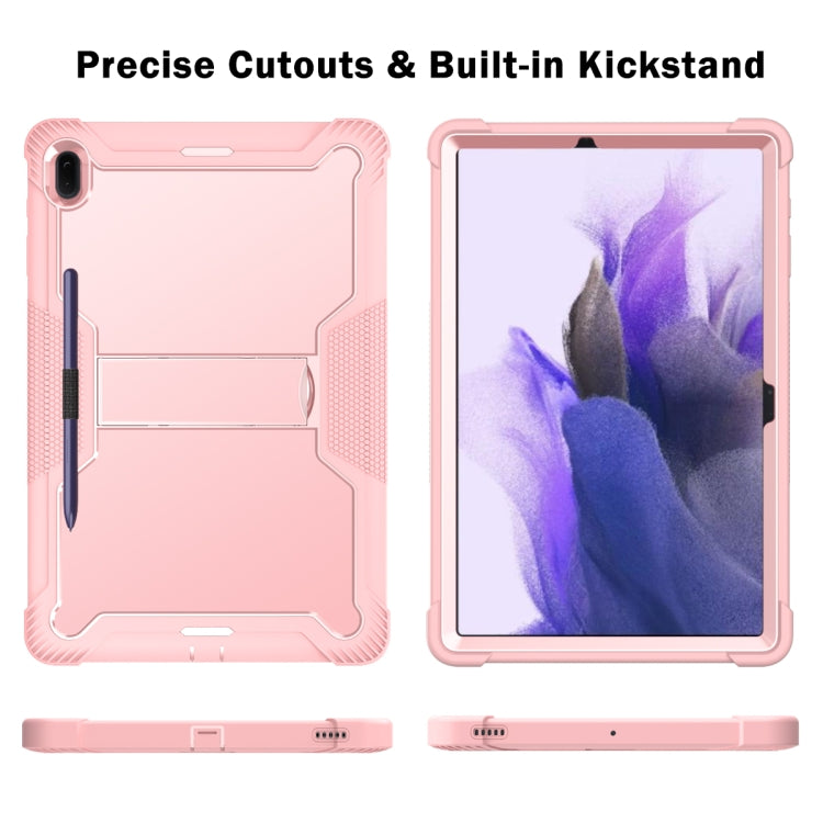 For Samsung Galaxy Tab S7 FE Silicone + PC Shockproof Protective Case with Holder(Rose Gold) - Other Galaxy Tab PC by buy2fix | Online Shopping UK | buy2fix