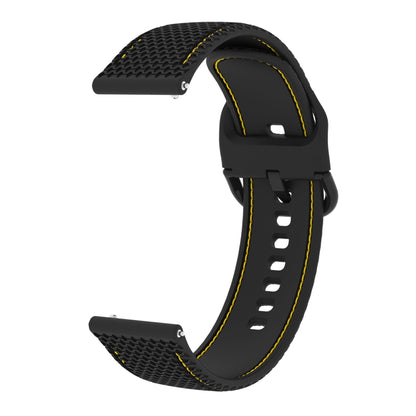 20mm For Samsung Galaxy Watch Active 2 Two-color Stitching Silicone Watch Band(Black+Yellow Line) - Watch Bands by buy2fix | Online Shopping UK | buy2fix