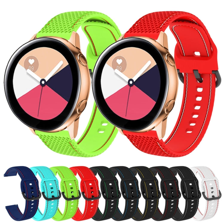 20mm For Samsung Galaxy Watch Active 2 Two-color Stitching Silicone Watch Band(White) - Watch Bands by buy2fix | Online Shopping UK | buy2fix