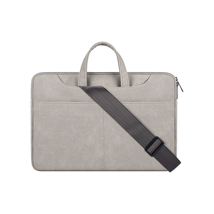 ST06SDJ Frosted PU Business Laptop Bag with Detachable Shoulder Strap, Size:14.1-15.4 inch(Light Gray) - 15 inch by buy2fix | Online Shopping UK | buy2fix