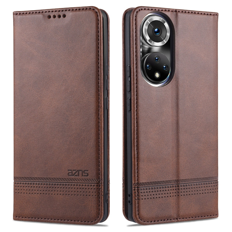 For Honor 50 AZNS Magnetic Calf Texture Horizontal Flip Leather Case with Card Slots & Holder & Wallet(Dark Brown) - Honor Cases by AZNS | Online Shopping UK | buy2fix