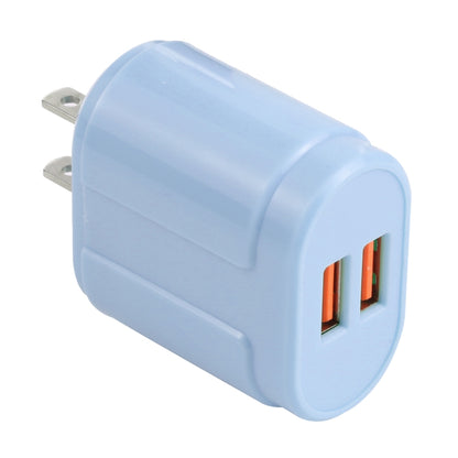 13-22 2.1A Dual USB Macarons Travel Charger, US Plug(Blue) - Mobile Accessories by buy2fix | Online Shopping UK | buy2fix