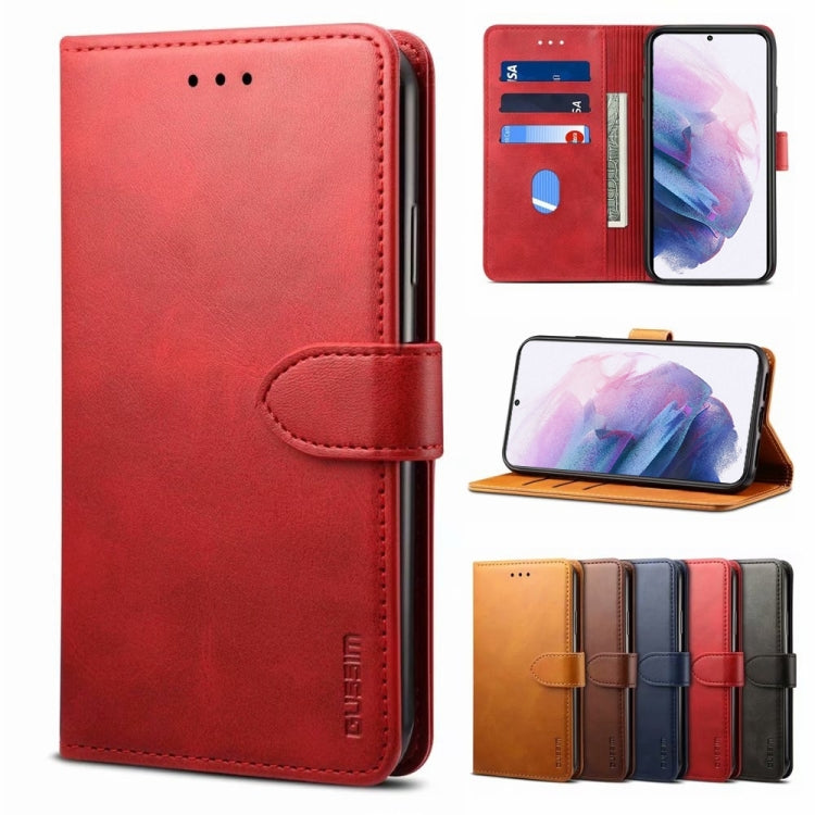 For Samsung Galaxy S21+ 5G GUSSIM Business Style Horizontal Flip Leather Case with Holder & Card Slots & Wallet(Red) - Galaxy S21+ 5G Cases by GUSSIM | Online Shopping UK | buy2fix