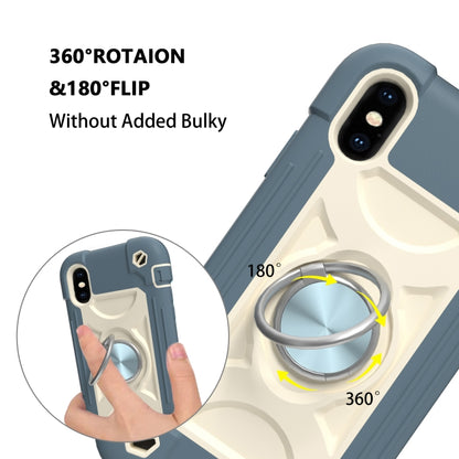 For iPhone X / XS Shockproof Silicone + PC Protective Case with Dual-Ring Holder(Daisy Blue) - More iPhone Cases by buy2fix | Online Shopping UK | buy2fix