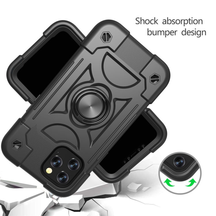 For iPhone 12 Pro Max Shockproof Silicone + PC Protective Case with Dual-Ring Holder(Black) - iPhone 12 Pro Max Cases by buy2fix | Online Shopping UK | buy2fix