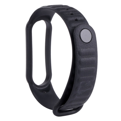 For Xiaomi Mi Band 6 / 5 Universal Silicone Leather Texture Watch Band(Black) - Watch Bands by MIJOBS | Online Shopping UK | buy2fix