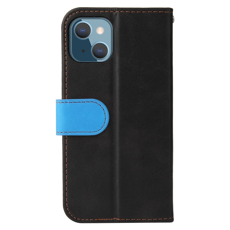 For iPhone 13 mini Business Stitching-Color Horizontal Flip PU Leather Case with Holder & Card Slots & Photo Frame (Blue) - iPhone 13 mini Cases by buy2fix | Online Shopping UK | buy2fix