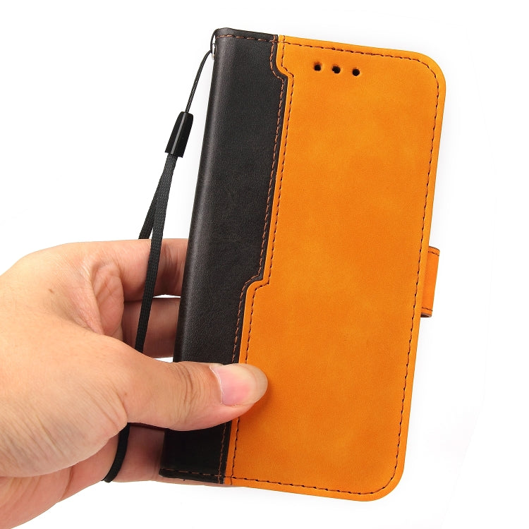 For iPhone 13 Business Stitching-Color Horizontal Flip PU Leather Case with Holder & Card Slots & Photo Frame (Orange) - iPhone 13 Cases by buy2fix | Online Shopping UK | buy2fix