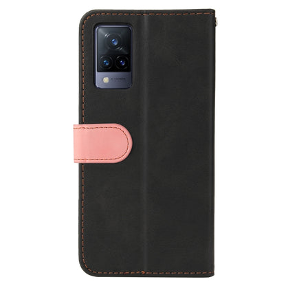 For vivo V21 4G / 5G Business Stitching-Color Horizontal Flip PU Leather Case with Holder & Card Slots & Photo Frame(Pink) - vivo Cases by buy2fix | Online Shopping UK | buy2fix