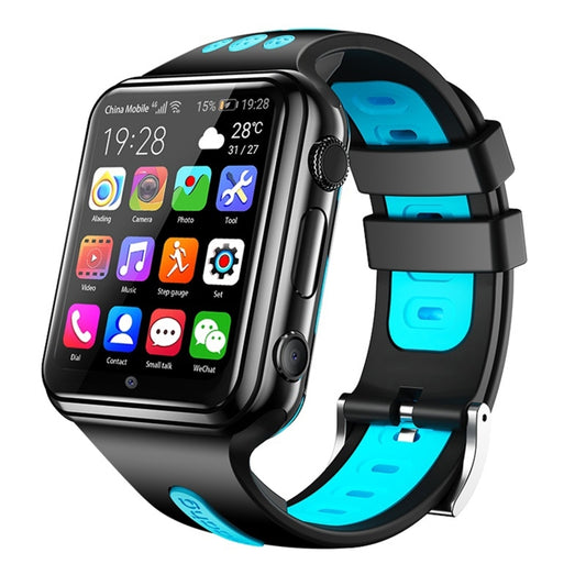 W5 1.54 inch Full-fit Screen Dual Cameras Smart Phone Watch, Support SIM Card / GPS Tracking / Real-time Trajectory / Temperature Monitoring, 1GB+8GB(Black Blue) - Smart Wear by buy2fix | Online Shopping UK | buy2fix