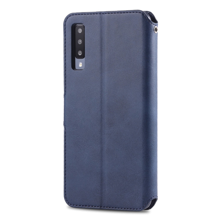 For Galaxy A7 2018 AZNS Calf Texture Magnetic Horizontal Flip PU Leather Case with Holder & Card Slots & Photo Frame(Blue) - Galaxy Phone Cases by AZNS | Online Shopping UK | buy2fix