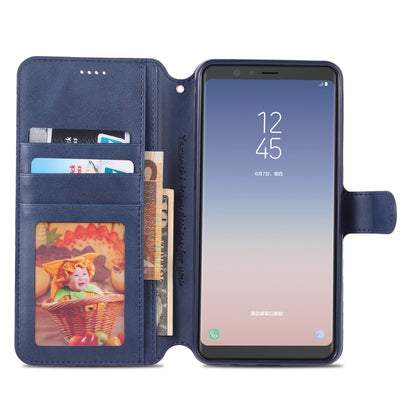 For Galaxy A7 2018 AZNS Calf Texture Magnetic Horizontal Flip PU Leather Case with Holder & Card Slots & Photo Frame(Blue) - Galaxy Phone Cases by AZNS | Online Shopping UK | buy2fix