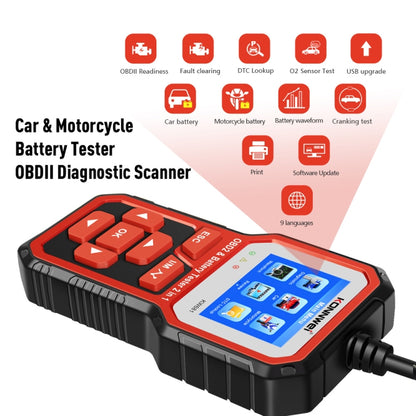 KONNWEI KW681 Car 2.4 inch TFT Screen OBD Fault Diagnosis + 6V-12V Battery Tester Support 9 Languages - In Car by KONNWEI | Online Shopping UK | buy2fix