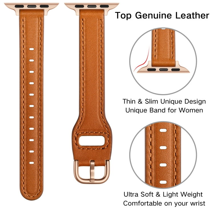 Women Starry Sky Style Leather Watch Band For Apple Watch Series 9&8&7 41mm / SE 3&SE 2&6&SE&5&4 40mm / 3&2&1 38mm(Brown Rose Gold Buckle) - Watch Bands by buy2fix | Online Shopping UK | buy2fix