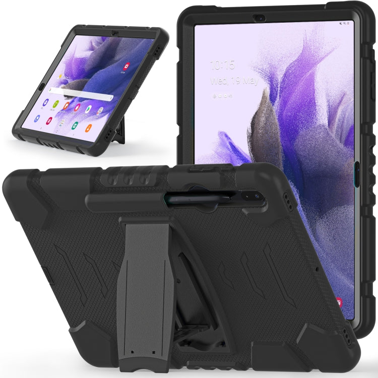 For Samsung Galaxy Tab S7+/ Tab S7 FE / Tab S8+ 3-Layer Protection Screen Frame + PC + Silicone Combination Case with Holder(Black+Black) - Other Galaxy Tab PC by buy2fix | Online Shopping UK | buy2fix