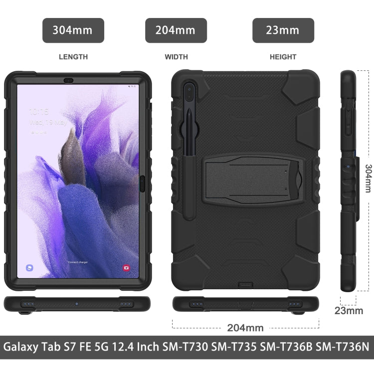 For Samsung Galaxy Tab S7+/ Tab S7 FE / Tab S8+ 3-Layer Protection Screen Frame + PC + Silicone Combination Case with Holder(Black+Black) - Other Galaxy Tab PC by buy2fix | Online Shopping UK | buy2fix