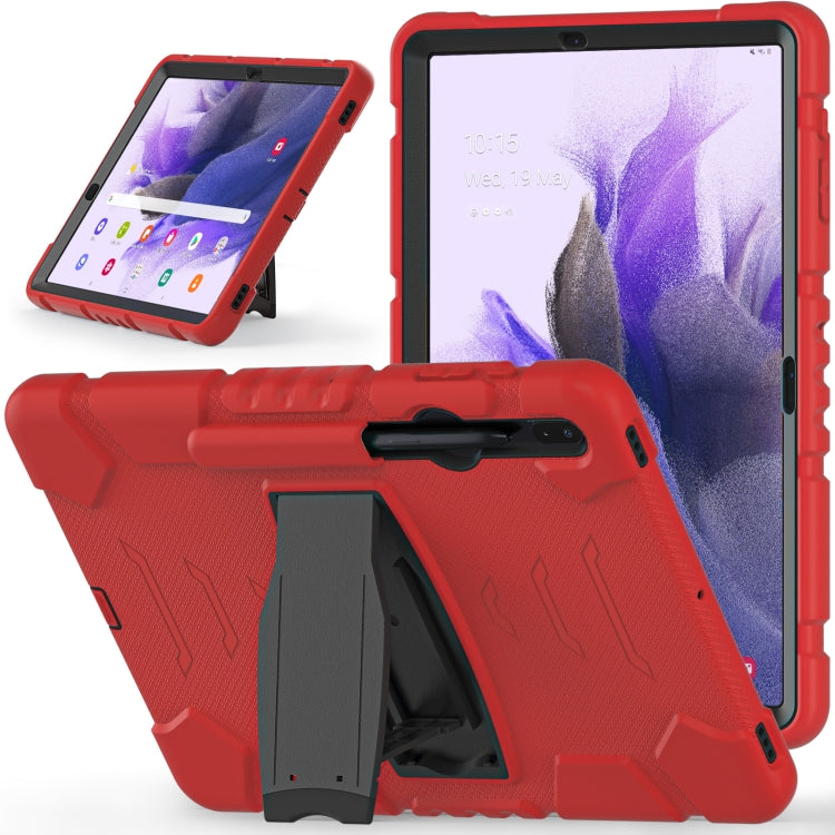 For Samsung Galaxy Tab S7+/ Tab S7 FE / Tab S8+ 3-Layer Protection Screen Frame + PC + Silicone Combination Case with Holder(Red+Black) - Other Galaxy Tab PC by buy2fix | Online Shopping UK | buy2fix