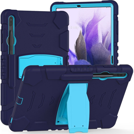 For Samsung Galaxy Tab S7+/ Tab S7 FE / Tab S8+ 3-Layer Protection Screen Frame + PC + Silicone Combination Case with Holder(NavyBlue+Blue) - Other Galaxy Tab PC by buy2fix | Online Shopping UK | buy2fix