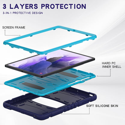 For Samsung Galaxy Tab S7+/ Tab S7 FE / Tab S8+ 3-Layer Protection Screen Frame + PC + Silicone Combination Case with Holder(NavyBlue+Blue) - Other Galaxy Tab PC by buy2fix | Online Shopping UK | buy2fix