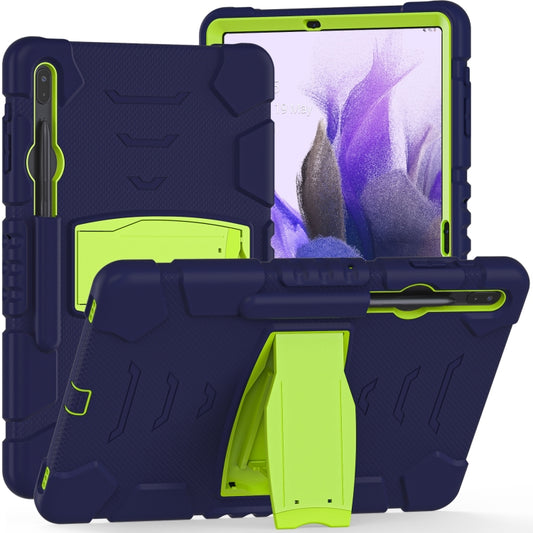 For Samsung Galaxy Tab S7+/ Tab S7 FE / Tab S8+ 3-Layer Protection Screen Frame + PC + Silicone Combination Case with Holder(NavyBlue+Lime) - Other Galaxy Tab PC by buy2fix | Online Shopping UK | buy2fix