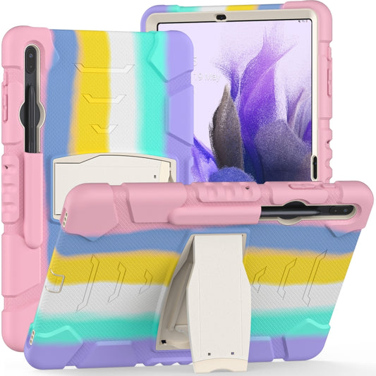 For Samsung Galaxy Tab S7+/ Tab S7 FE / Tab S8+ 3-Layer Protection Screen Frame + PC + Silicone Combination Case with Holder(Colorful Pink) - Other Galaxy Tab PC by buy2fix | Online Shopping UK | buy2fix