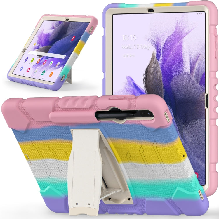 For Samsung Galaxy Tab S7+/ Tab S7 FE / Tab S8+ 3-Layer Protection Screen Frame + PC + Silicone Combination Case with Holder(Colorful Pink) - Other Galaxy Tab PC by buy2fix | Online Shopping UK | buy2fix