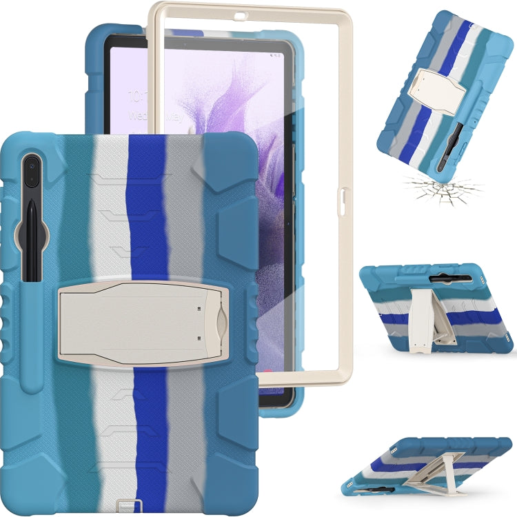 For Samsung Galaxy Tab S7+/ Tab S7 FE / Tab S8+ 3-Layer Protection Screen Frame + PC + Silicone Combination Case with Holder(Colorful Blue) - Other Galaxy Tab PC by buy2fix | Online Shopping UK | buy2fix