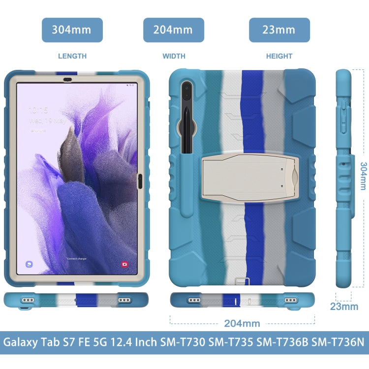 For Samsung Galaxy Tab S7+/ Tab S7 FE / Tab S8+ 3-Layer Protection Screen Frame + PC + Silicone Combination Case with Holder(Colorful Blue) - Other Galaxy Tab PC by buy2fix | Online Shopping UK | buy2fix