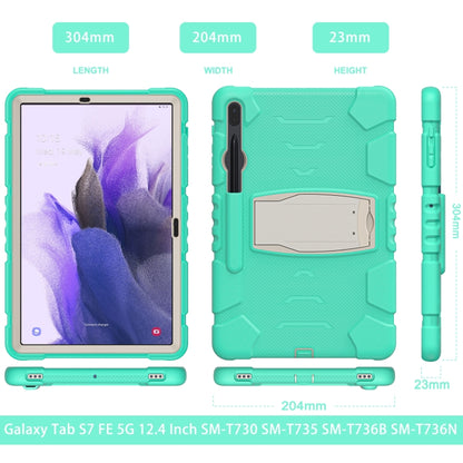 For Samsung Galaxy Tab S7+/ Tab S7 FE / Tab S8+ 3-Layer Protection Screen Frame + PC + Silicone Combination Case with Holder(Mint Green) - Other Galaxy Tab PC by buy2fix | Online Shopping UK | buy2fix