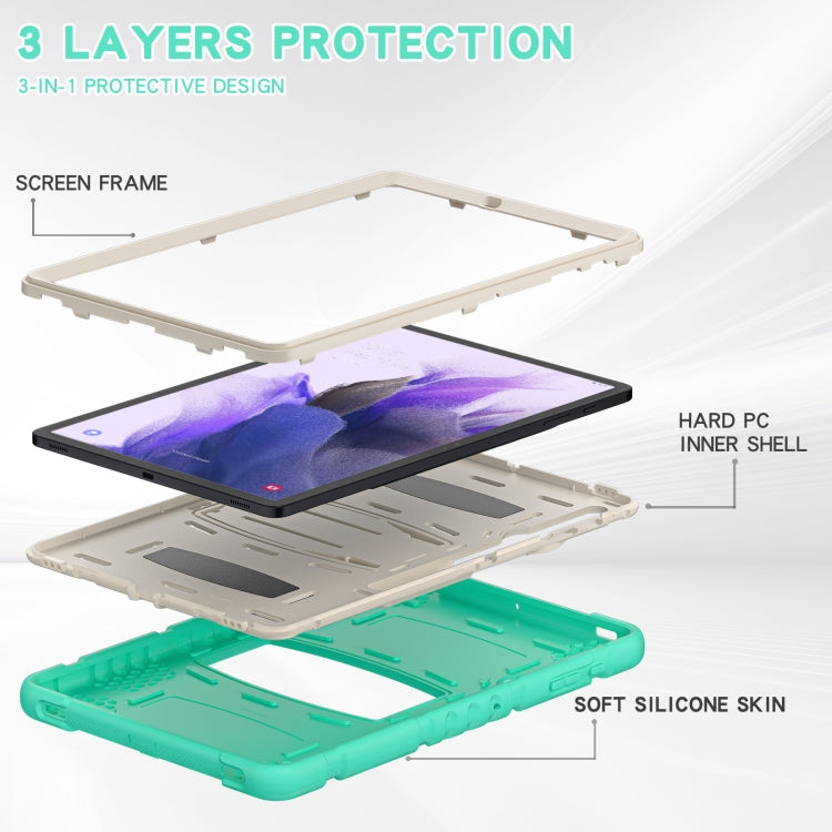 For Samsung Galaxy Tab S7+/ Tab S7 FE / Tab S8+ 3-Layer Protection Screen Frame + PC + Silicone Combination Case with Holder(Mint Green) - Other Galaxy Tab PC by buy2fix | Online Shopping UK | buy2fix