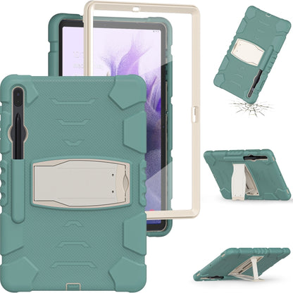 For Samsung Galaxy Tab S7+/ Tab S7 FE / Tab S8+ 3-Layer Protection Screen Frame + PC + Silicone Combination Case with Holder(Emerald Green) - Other Galaxy Tab PC by buy2fix | Online Shopping UK | buy2fix