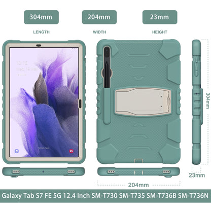 For Samsung Galaxy Tab S7+/ Tab S7 FE / Tab S8+ 3-Layer Protection Screen Frame + PC + Silicone Combination Case with Holder(Emerald Green) - Other Galaxy Tab PC by buy2fix | Online Shopping UK | buy2fix