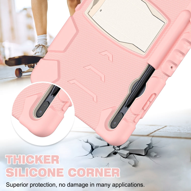 For Samsung Galaxy Tab S7+/ Tab S7 FE / Tab S8+ 3-Layer Protection Screen Frame + PC + Silicone Combination Case with Holder(Cherry Blossoms Pink) - Other Galaxy Tab PC by buy2fix | Online Shopping UK | buy2fix